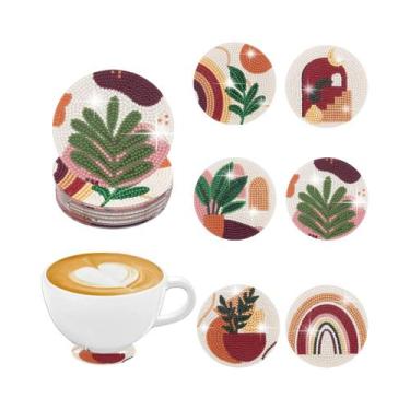 Imagem de Conjunto De 6 Porta-Copos De Madeira Antiderrapantes Com Arte Em Diama