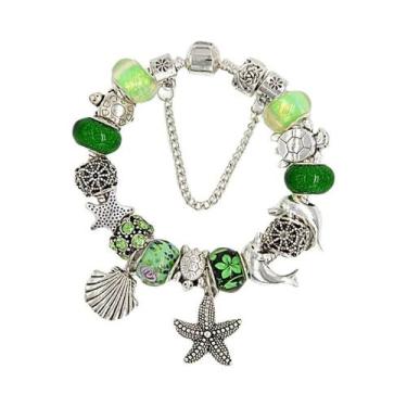 Imagem de Pulseira De Cristal Murano Azul Com Charme De Golfinho Para Mulheres, 