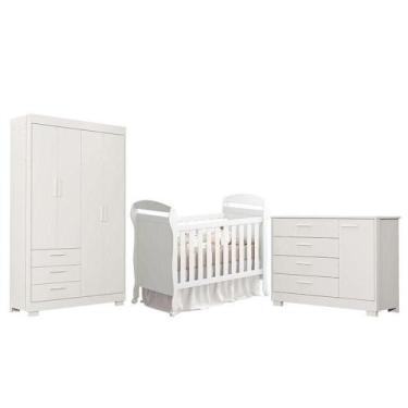 Imagem de Quarto De Bebê Zaki E Berço Americano Danny Branco Acetinado - Reller 