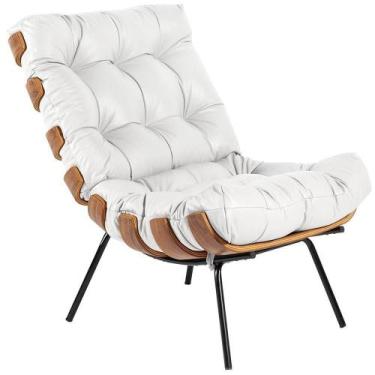 Imagem de Poltrona Costela L04 Couro Branco - LYAM DECOR