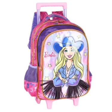 Imagem de Mochilas Escolar 2Em1 Rodas Costas Barbie Luxo Cetim Ic42652 - Luxcel