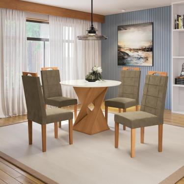 Imagem de Conjunto Sala De Jantar Luna Kappesberg 4 Cadeiras Veludo Bege