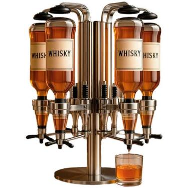 Imagem de Dispenser Dosador Para 6 Garrafas de Bebidas Inox com Suporte de Mesa 