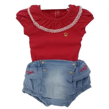 Imagem de Conjunto Luxo Body + Shorts Jeans Bebê Menina Paraiso 13982-Feminino