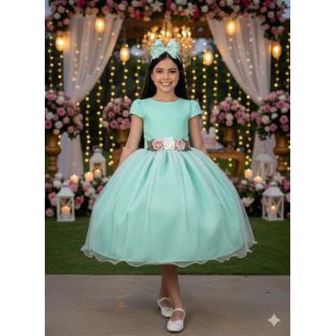 Imagem de Vestido Juvenil Vila Lele Luiza Verde Menta - Elegante e Confortável, 