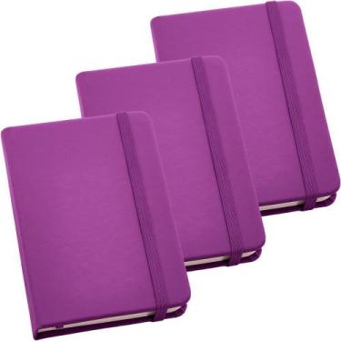 Imagem de Kit 3x Caderneta de Anotações 9x14cm 80 Fls Sem Pauta Violeta - TopGet
