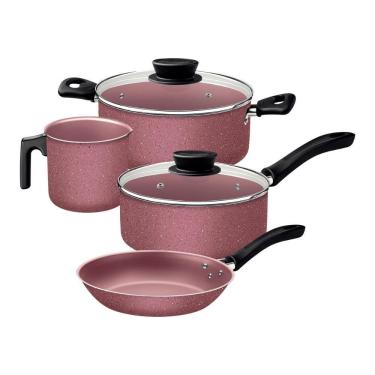 Imagem de Jogo De Panelas 4 Peças Linz Cores Antiaderente Tramontina Rosa