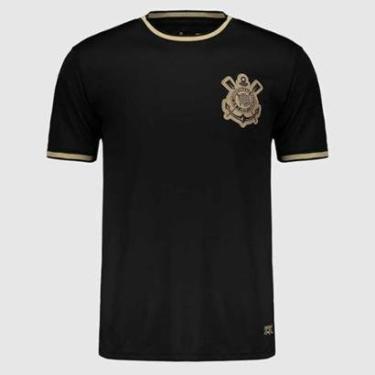 Imagem de CAMISETA CORINTHIANS GOLA E PUNHO DOURADO SÍMBOLO COIMBRA-Masculino