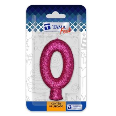 Imagem de Vela de aniversário Número Pink Nº 0 com 10 un. - TAMAROZZI EMBALAGENS