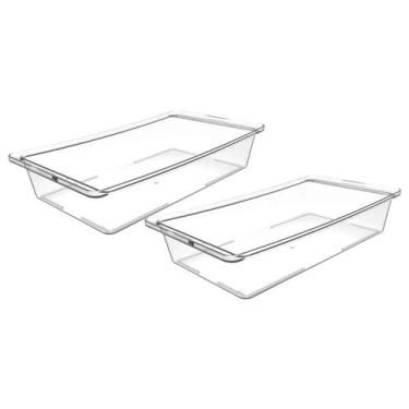 Imagem de Kit 2 Travessas Plásticas Retangulares 4,8L Tampa Hermética Transparen