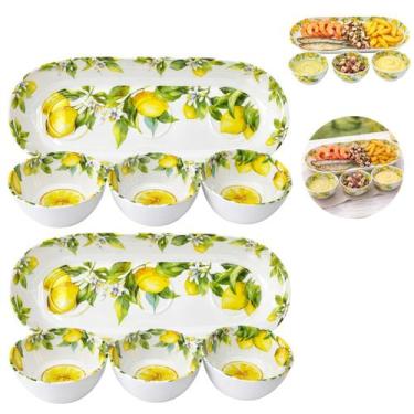 Imagem de Jogo Jantar 8 Peças Melamina Petisqueira Bowl Prato Pote Limões - Bell