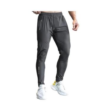 Imagem de Calças Masculinas Leves Com Cintura Elástica E Bolso Com Zíper, Calças
