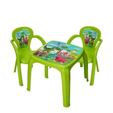 Imagem de Mesinha C/ 2 Cadeiras Infantil De Atividades - Usual Plastic, Dino