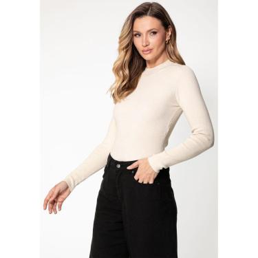 Imagem de Blusa de Tricot Manga Longa Gola Alta Creme-Feminino