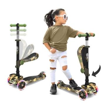 Imagem de Patinete Infantil Hurtle 2 em 1 com Assento Retrátil e Luzes LED, Scoo