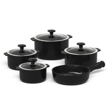 Imagem de Jogo de Panelas de Cerâmica Slim 5 Peças Preto Ceraflame