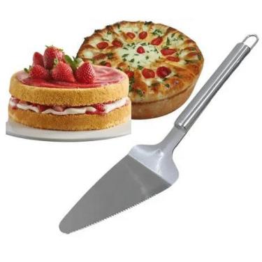 Imagem de Espátula Corta Bolo Torta Aço Inox Com Serrilha 26 Cm Gourmet - Plena 