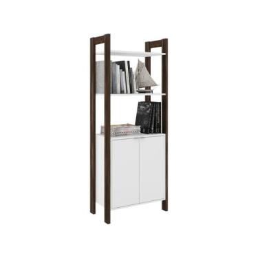 Imagem de Estante Livreiro Multiuso 2 Portas AZ1009 Branco/Nogal - Tecno Mobili,