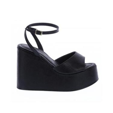 Imagem de Agatha - Sandália Plataforma Anabela Preta com Tira no Tornozelo - Dam