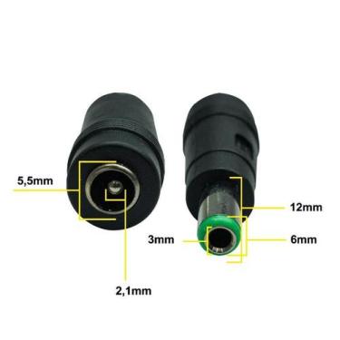 Imagem de Adaptador P4 2.1x5.5mm Fêmea para 3x6mm Macho - Conector de Energia - 