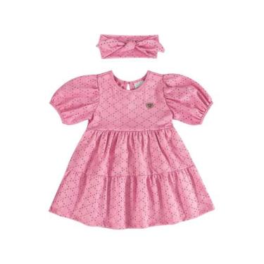 Imagem de Vestido de Manga Curta e Faixa de Cabelo Quimby, Rosa, 2