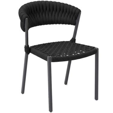 Imagem de Cadeira Laguna Corda Náutica Em Alumínio área Trama Preto