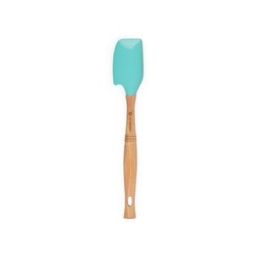 Imagem de ESPÁTULA LE CREUSET VÊNUS PRO MÉDIA  EM SILICONE CABO EM MADEIRA AZUL COOL MINT 93007602496000
