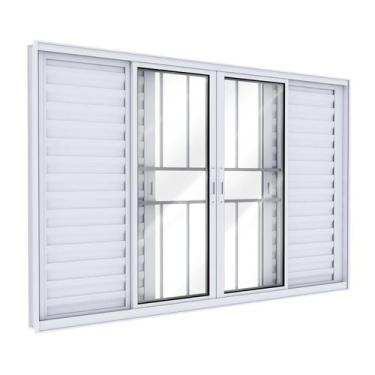 Imagem de Janela Veneziana de Alumínio com Grade 4 Folhas Móveis e 2 Fixas 120x1