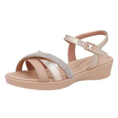 Imagem de Sandalia Feminina Anabela Baixa Ajustavel Conforto Usaflex-Feminino