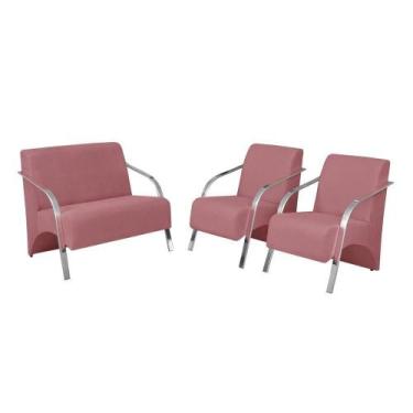 Imagem de Conjunto Poltronas Vênus Braço Alumínio D Salla Rosa