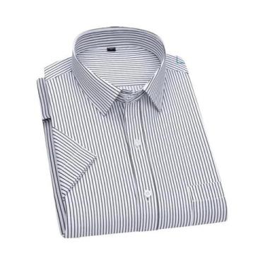 Imagem de Camisa De Algodão Slim Fit Masculina De Manga Curta Moda Casual Primav