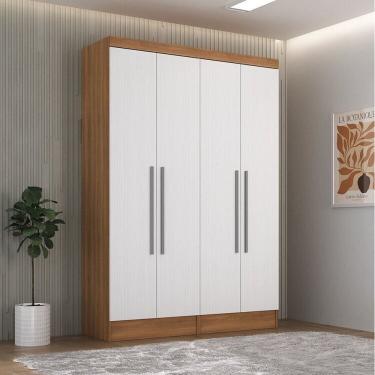Imagem de Quarto Completo 4 Portas 4 Gavetas 2 Peças Viena Espresso Móveis Nogal/Branco
