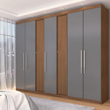 Imagem de Guarda-Roupa Casal Bolonha 7 Portas 2 Gavetas Freijó/Cinza - Panorama Móveis