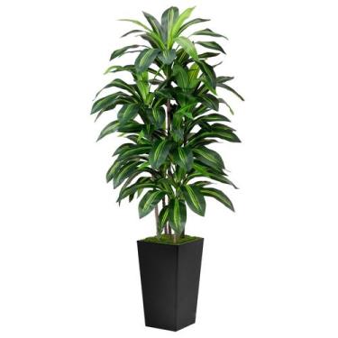 Imagem de Árvore de Dracaena artificial ASTIDY 150 cm com plantador alto preto