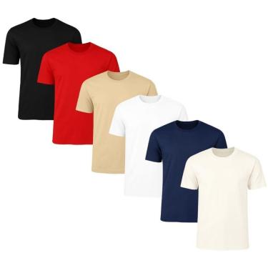 Imagem de Kit 6 Camisetas Masculina Lisa Básica 100% Algodão 02-Masculino