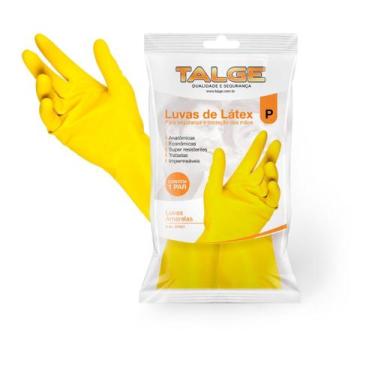Imagem de Luva Latex Amarela P/ Limpeza Multiuso Tam. P C/ 12 Un. - TALGE