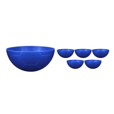 Imagem de Kit 6 Petisqueira Futebol Azul 240Ml Plástico - Bb Store