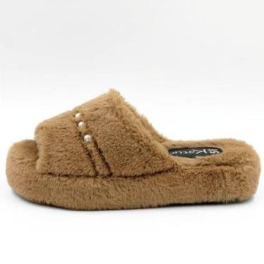 Imagem de Pantufa Katurê Slide Flatform Slide em Fleece com Pérolas Feminina-Feminino