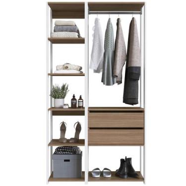 Imagem de Guarda Roupa Closet 2 Peças Cabideiro Gaveta Branco e Montana com Nich