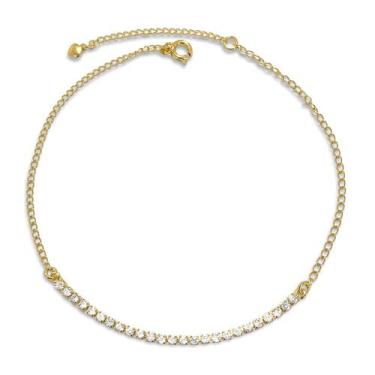 Imagem de Tornozeleira Riviera de Zirconia Fina Banhada Ouro 18k  - Dril Semijoi