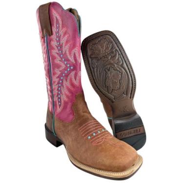 Imagem de Bota Texana Feminina Goyazes Bico Quadrado Ranch Flare Couro Dallas Te