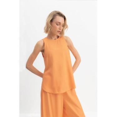 Imagem de Blusa feminina em viscose Essendi Laranja claro, G, Laranja claro
