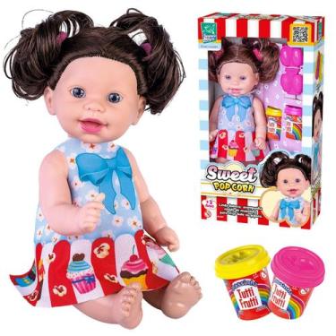 Imagem de Boneca Sweet Pop Corn C/Molde Para Pipoca e Kit de Massinha - Super To
