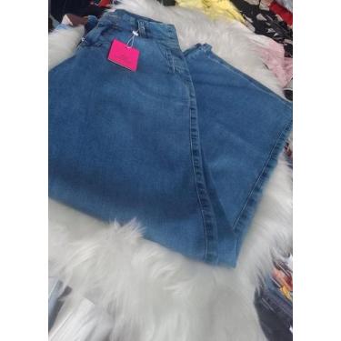 Imagem de Calça Jeans Confort Pantalona Feminina Vícios Modas, Azul marinho, 36