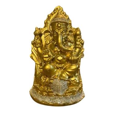 Imagem de Estátua de Ganesha no Trono - 12x8cm em Resina - no-brand, Alto