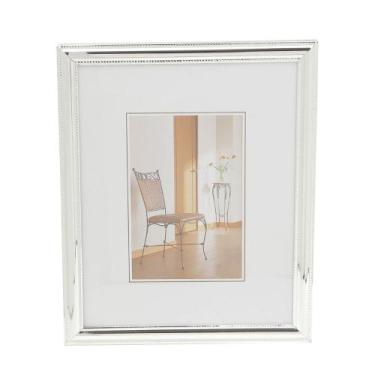 Imagem de Porta Retrato Decorativo de Aço Inox Friso Prata 15cm x 20cm Wolff