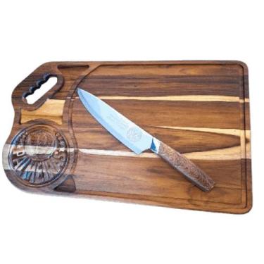 Imagem de Kit churrasco Palmeiras Oficial Tabua de carne + Faca personalizada Pr