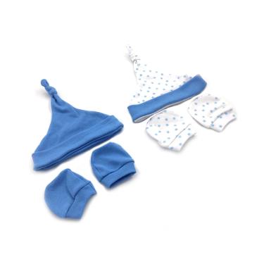 Imagem de kit Touca e Luva Le Baby Azul com 4 Unidades