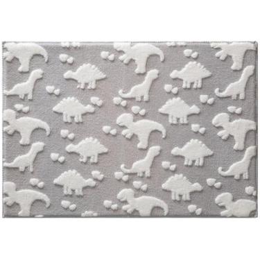 Imagem de Tapete Infantil Mimo Retangular 70 x 100 Cm Dino Cinza Jolitex