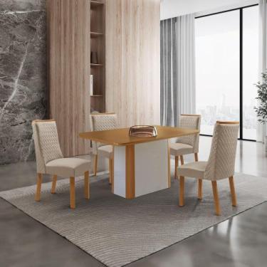 Imagem de Mesa de Jantar Isadora 120cm Tampo MDF Laminado Canto Copo com 4 Cadei